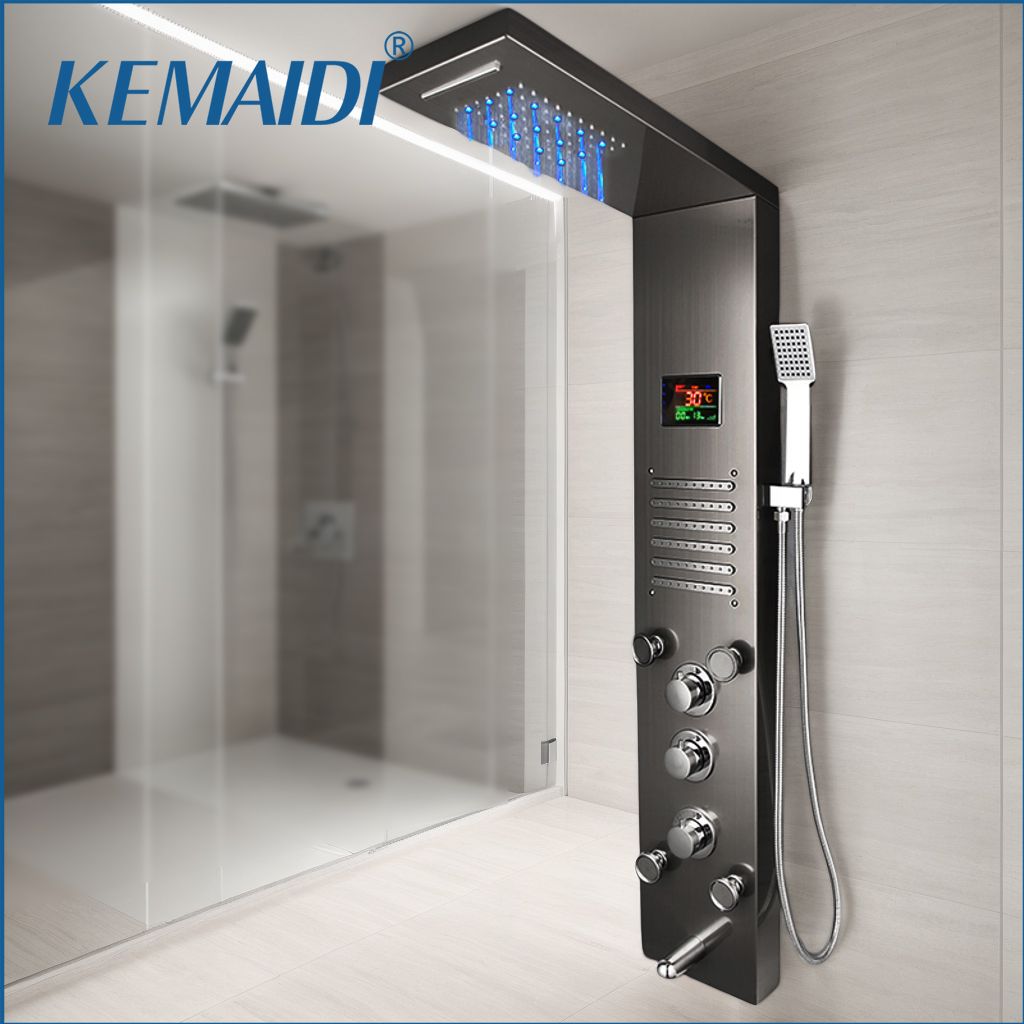 KEMAIDI Black LED Shower Panel - Rain Gauge Digital review and price